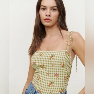 Reformation Lupe Top in Patio Pattern size  2